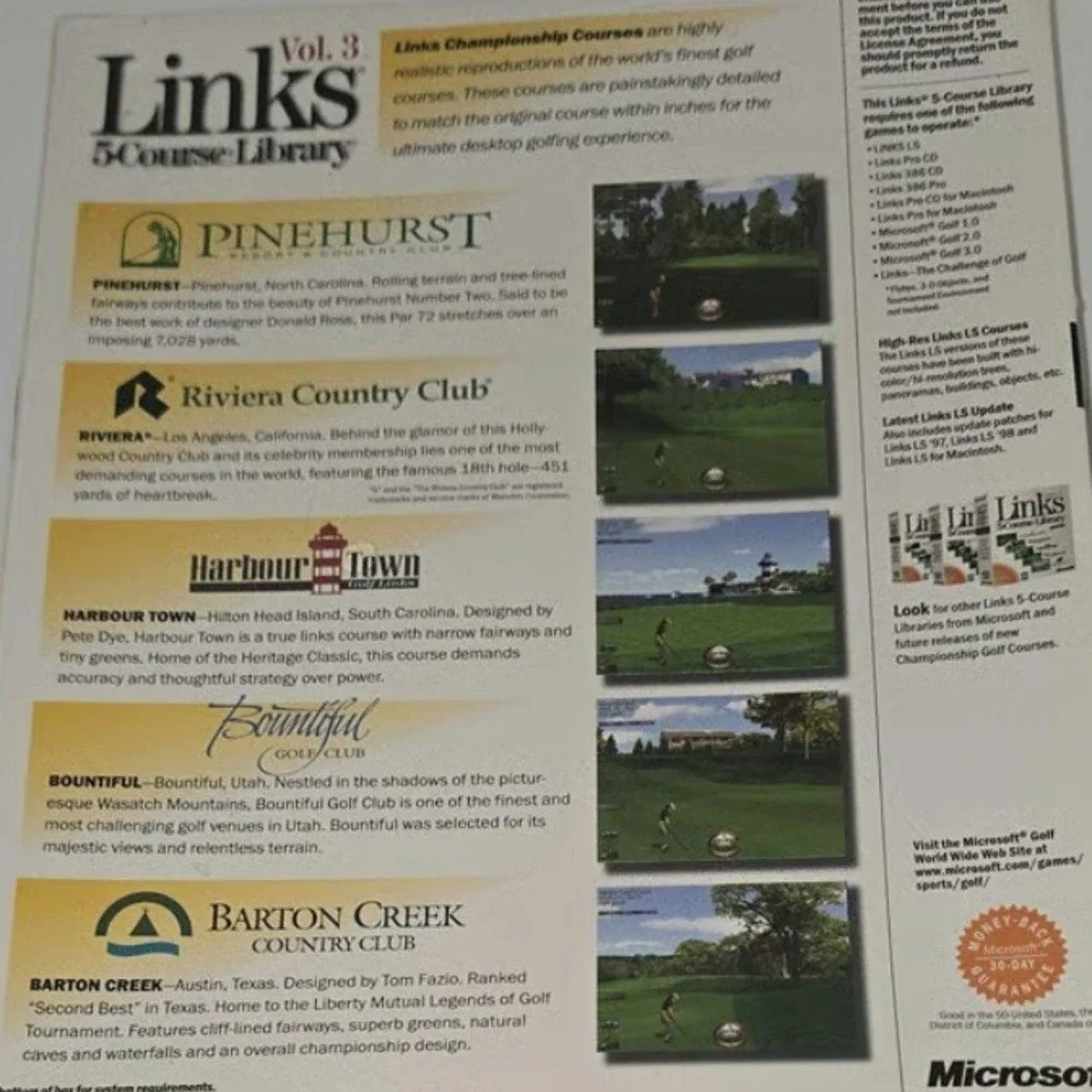 Microsoft Links 5-Course Library Vol 3 PC Mac Golf Expansion Pack Factory Sealed